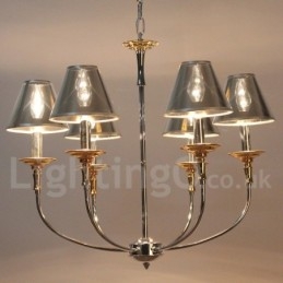 Lampadario moderno contemporaneo cromato a candela 6 luci
