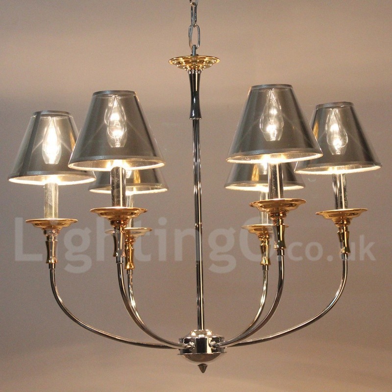 Lampadario moderno contemporaneo cromato a candela 6 luci