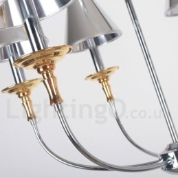 Lampadario moderno contemporaneo cromato a candela 6 luci