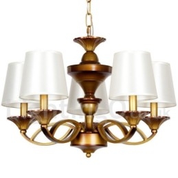 Lampadario retrò vintage a 5 luci con paralumi in tessuto E14