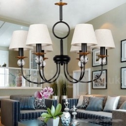 Lampadario rustico retrò nero a 6 luci stile candela