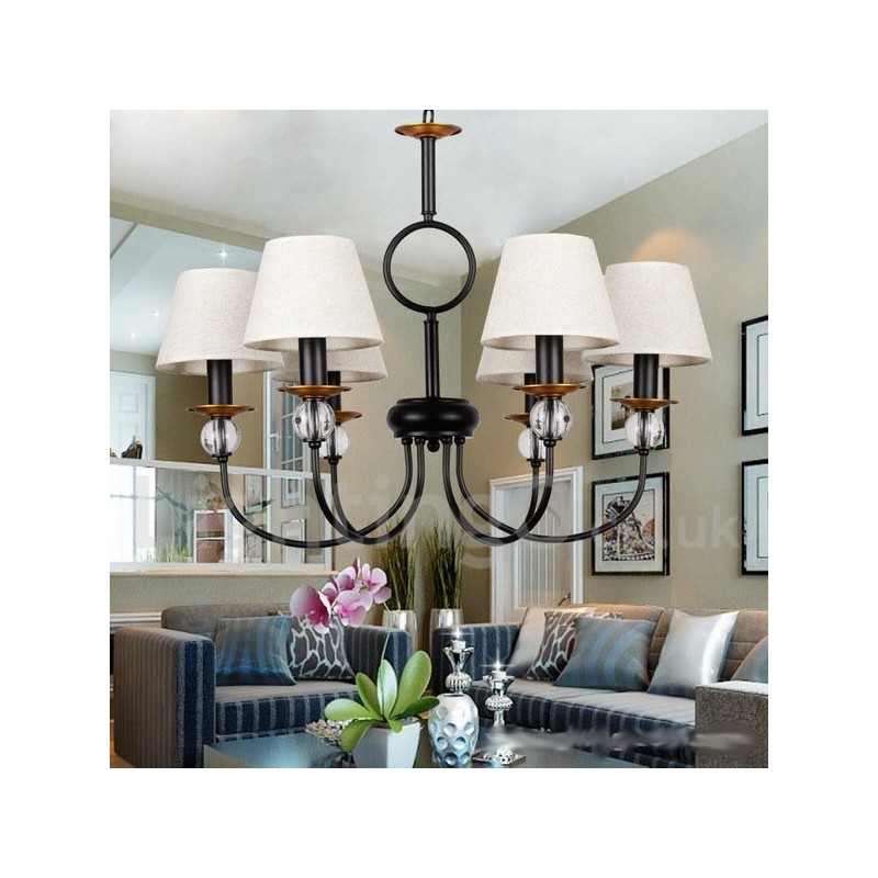 Lampadario rustico retrò nero a 6 luci stile candela