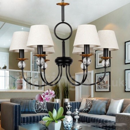 Lampadario rustico retrò nero a 6 luci stile candela