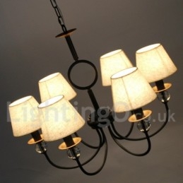 Lampadario rustico retrò nero a 6 luci stile candela