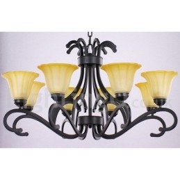 Lampadario a 8 luci stile candela nero contemporaneo