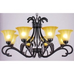 Lampadario a 8 luci stile candela nero contemporaneo