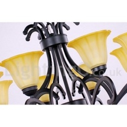 Lampadario a 8 luci stile candela nero contemporaneo
