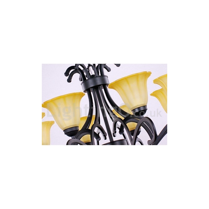 Lampadario a 8 luci stile candela nero contemporaneo