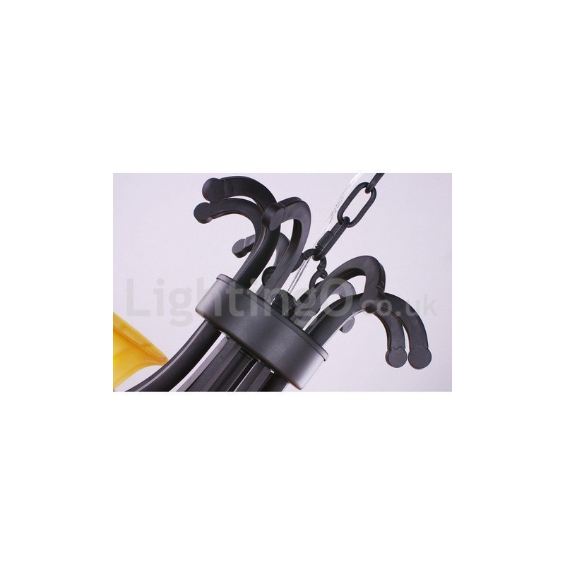 Lampadario a 8 luci stile candela nero contemporaneo