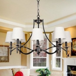 Lampadario in stile candela nero rustico retrò a 8 luci