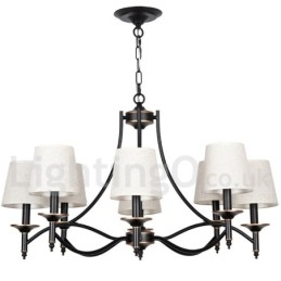 Lampadario in stile candela nero rustico retrò a 8 luci