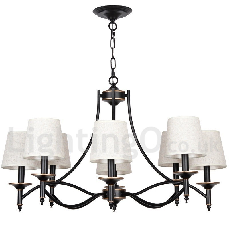 Lampadario in stile candela nero rustico retrò a 8 luci