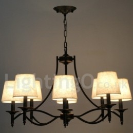 Lampadario in stile candela nero rustico retrò a 8 luci