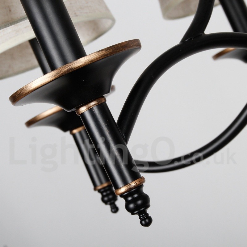 Lampadario in stile candela nero rustico retrò a 8 luci