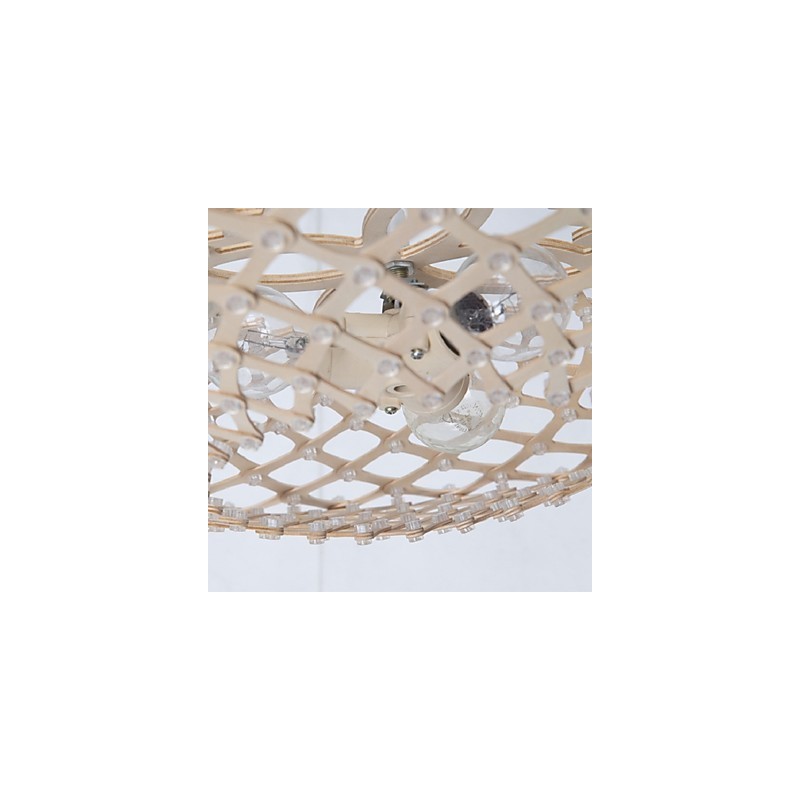 Lampadario in legno e bambù d'epoca LED 1 livello 115 cm 50 cm