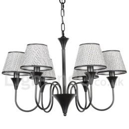 Lampadario rustico retrò nero a 6 luci
