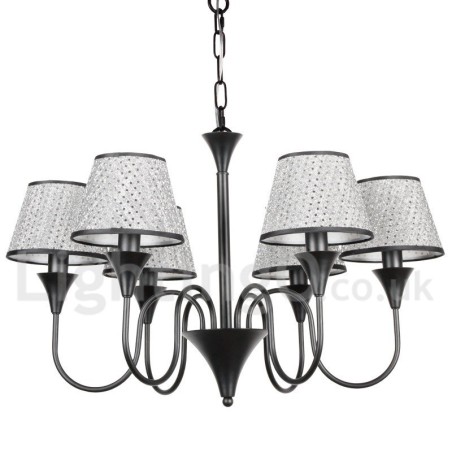 Lampadario rustico retrò nero a 6 luci