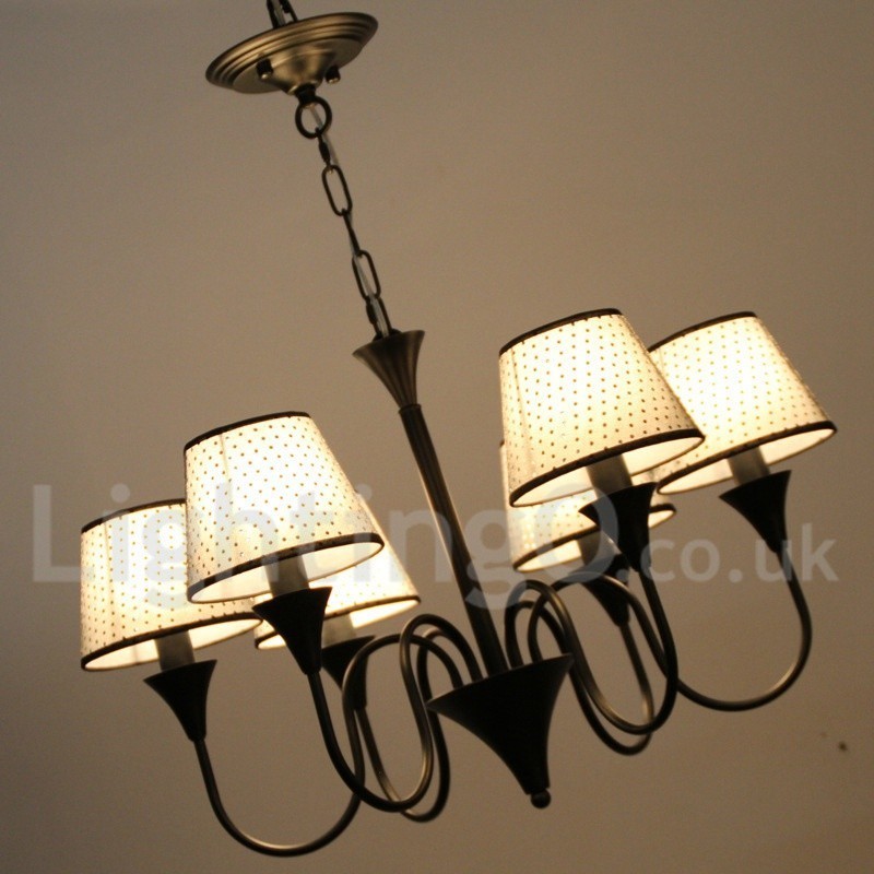 Lampadario rustico retrò nero a 6 luci