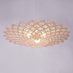 Lampadario in legno e bambù d'epoca LED 1 livello 115 cm 50 cm