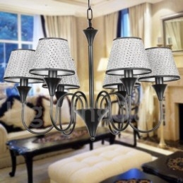 Lampadario rustico retrò nero a 6 luci