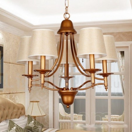 Lampadario a candela rustico mediterraneo retrò a 5 luci