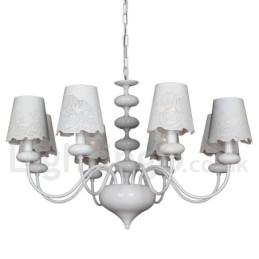 Lampadario moderno contemporaneo a 8 luci stile candela bianco cavo