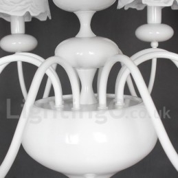Lampadario moderno contemporaneo a 8 luci stile candela bianco cavo