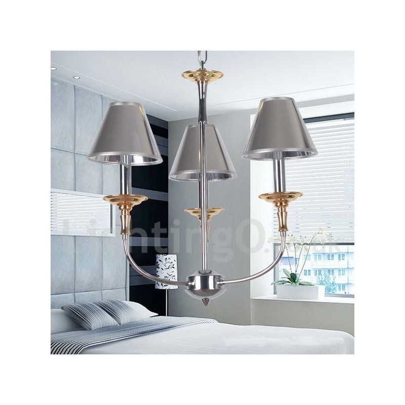 Lampadario a candela moderno cromato a 3 luci