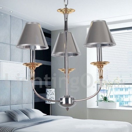 Lampadario a candela moderno cromato a 3 luci