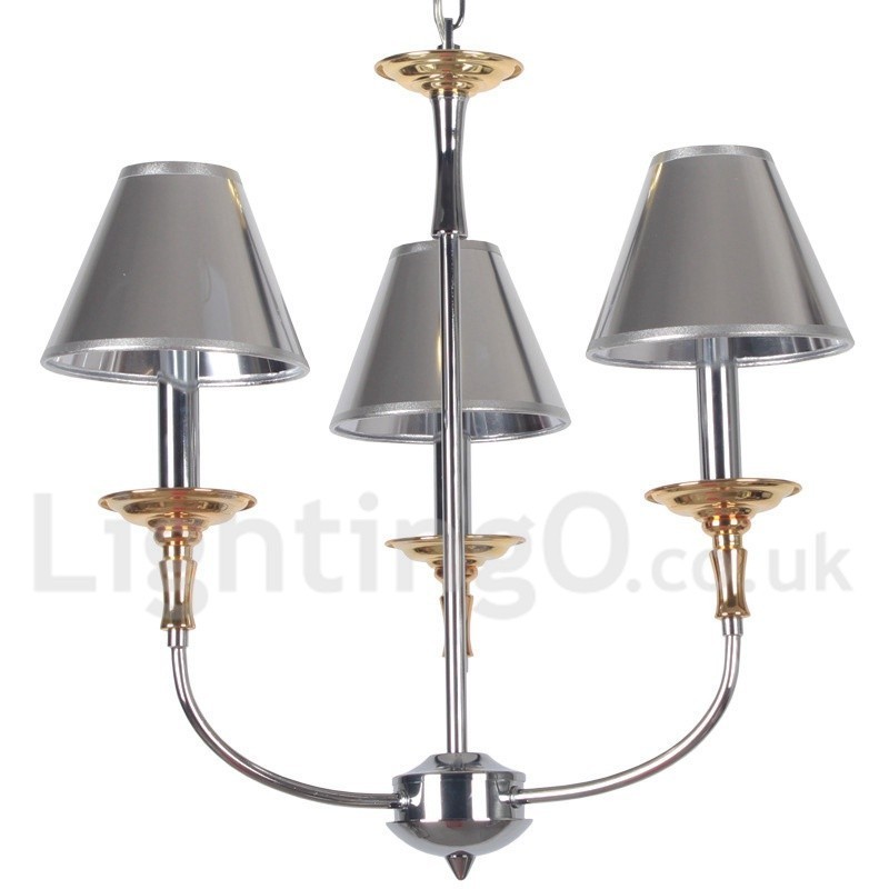 Lampadario a candela moderno cromato a 3 luci