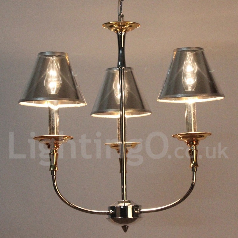 Lampadario a candela moderno cromato a 3 luci