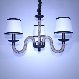 Lampadario mini in stile country designer in metallo, nero e bianco