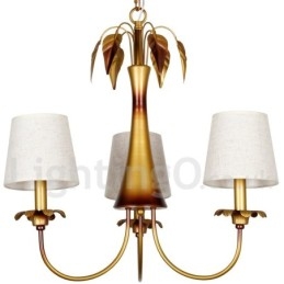 Lampadario rustico moderno a 3 luci con paralumi in tessuto E14