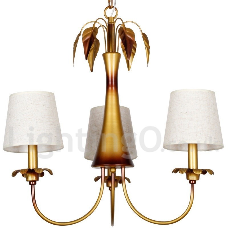 Lampadario rustico moderno a 3 luci con paralumi in tessuto E14