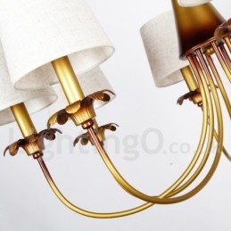 Lampadario rustico moderno a 3 luci con paralumi in tessuto E14