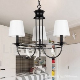 Lampadario a 3 luci retrò nero in stile candela