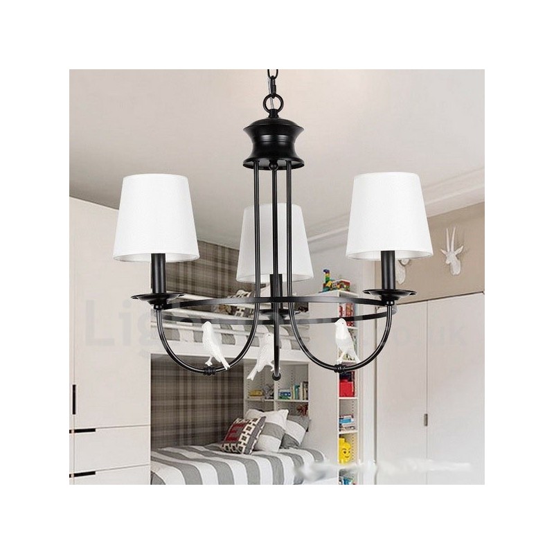Lampadario a 3 luci retrò nero in stile candela