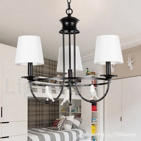Lampadario a 3 luci retrò nero in stile candela