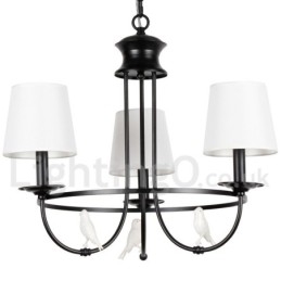 Lampadario a 3 luci retrò nero in stile candela