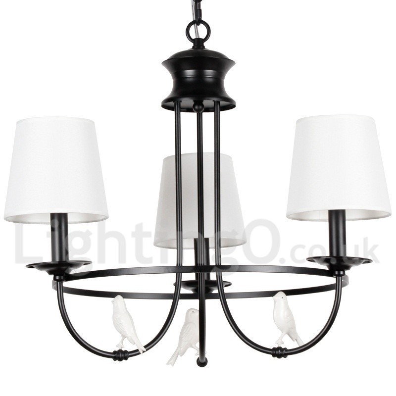 Lampadario a 3 luci retrò nero in stile candela