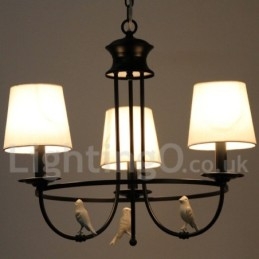 Lampadario a 3 luci retrò nero in stile candela