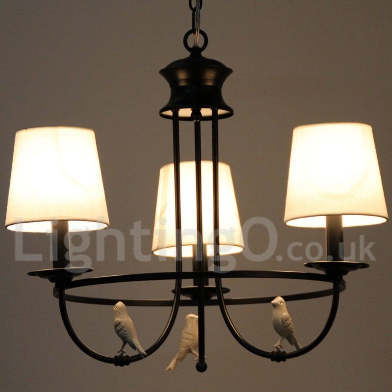 Lampadario a 3 luci retrò nero in stile candela