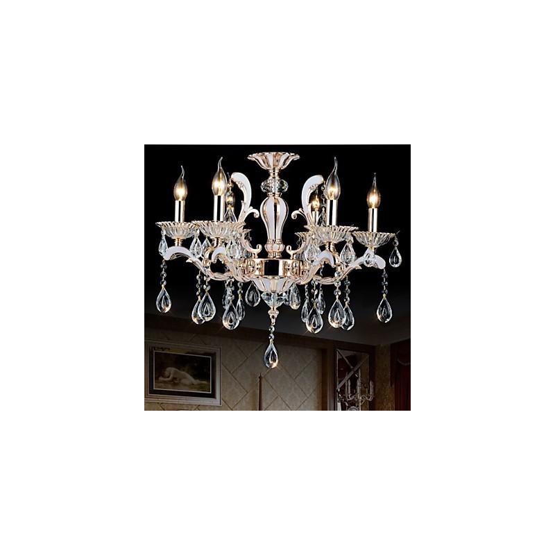 Lampadario classico europeo in lega di zinco con pendenti in cristallo