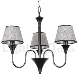 Lampadario rustico moderno a 3 luci nero stile candela