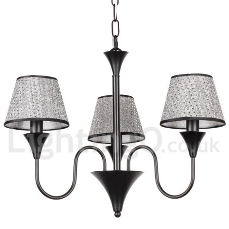 Lampadario rustico moderno a 3 luci nero stile candela