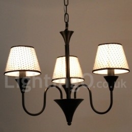 Lampadario rustico moderno a 3 luci nero stile candela