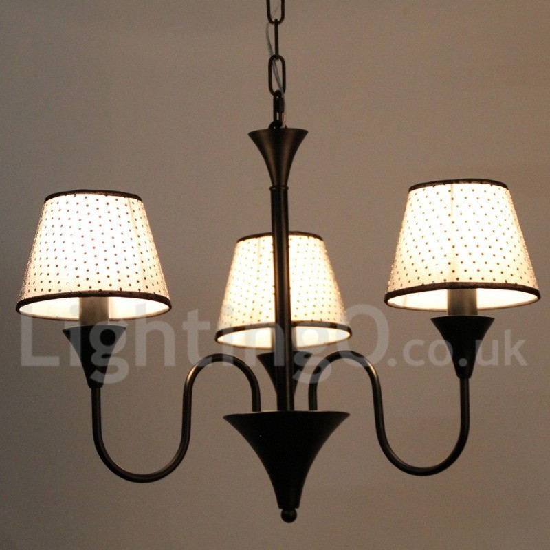 Lampadario rustico moderno a 3 luci nero stile candela
