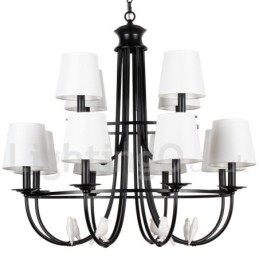 Lampadario a candela rustico mediterraneo retrò nero a 12 luci