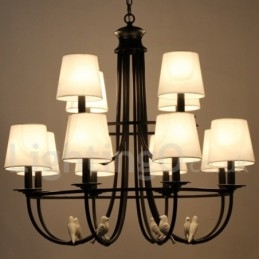 Lampadario a candela rustico mediterraneo retrò nero a 12 luci