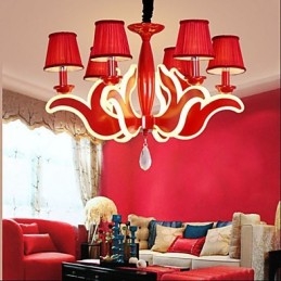Lampadario creativo in acrilico rosso stile candela